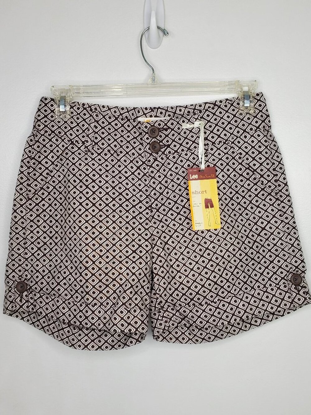 Lee One True Fit Geometric Retro Y2K 100% Cotton Shorts NEW NWT Size 8 Medium